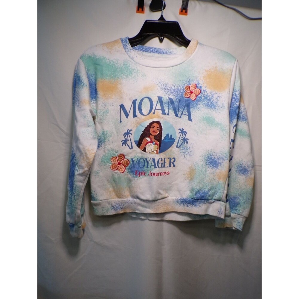 Disney Girls Moana 2 Voyager Sweatshirt L 10 12 Multicolor Crewneck